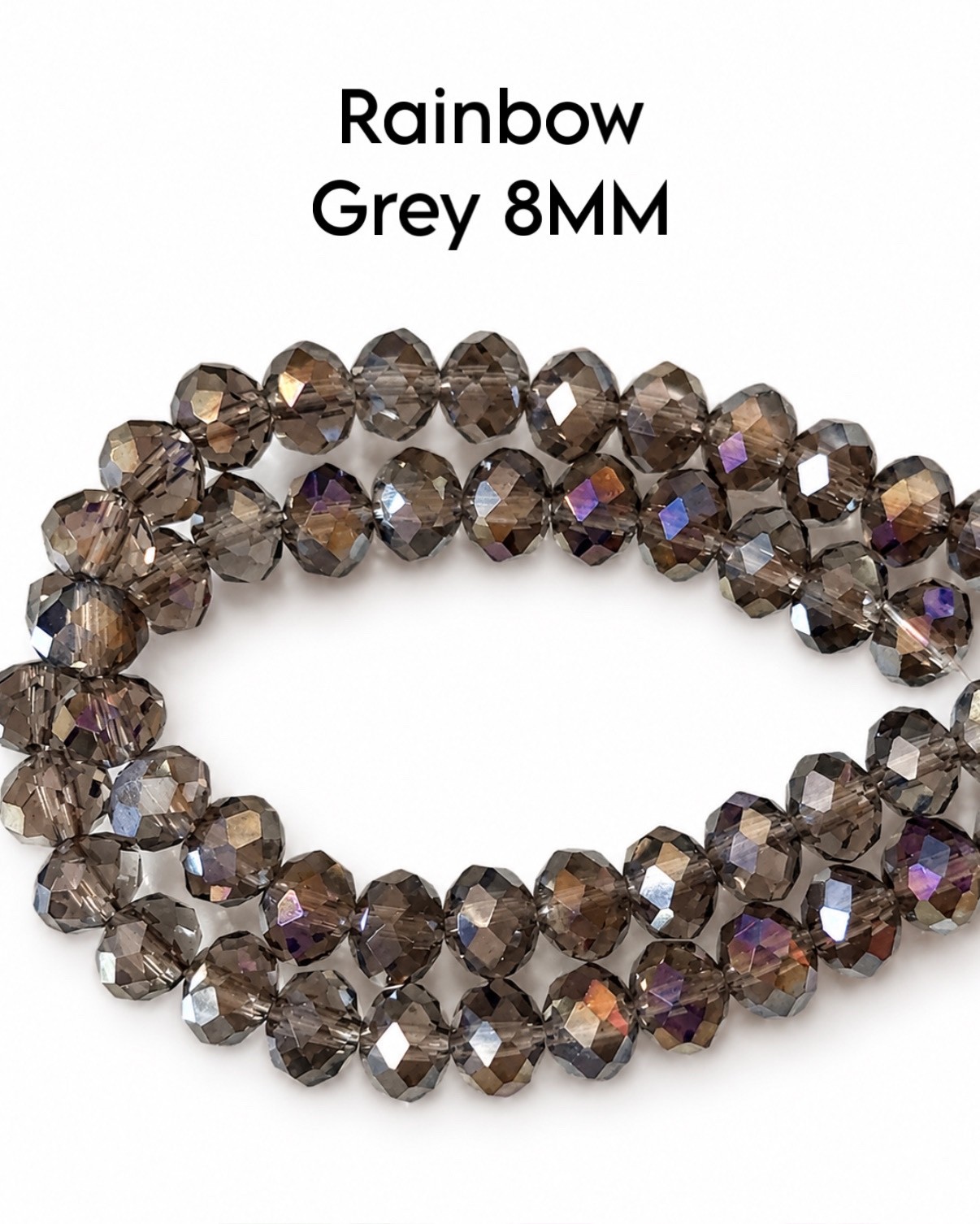 8mm Faceted Glass Rondelle Beads, 15 Inch Strand, Sparkly Crystal Beads, Jewelry