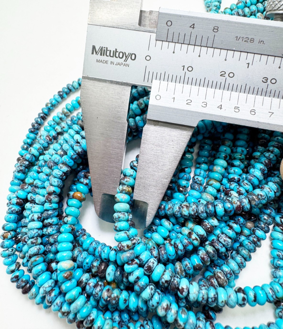 AAA Natural Blue Arizona Kingman Turquoise 4mm Rondelle Gemstone Beads PG95D