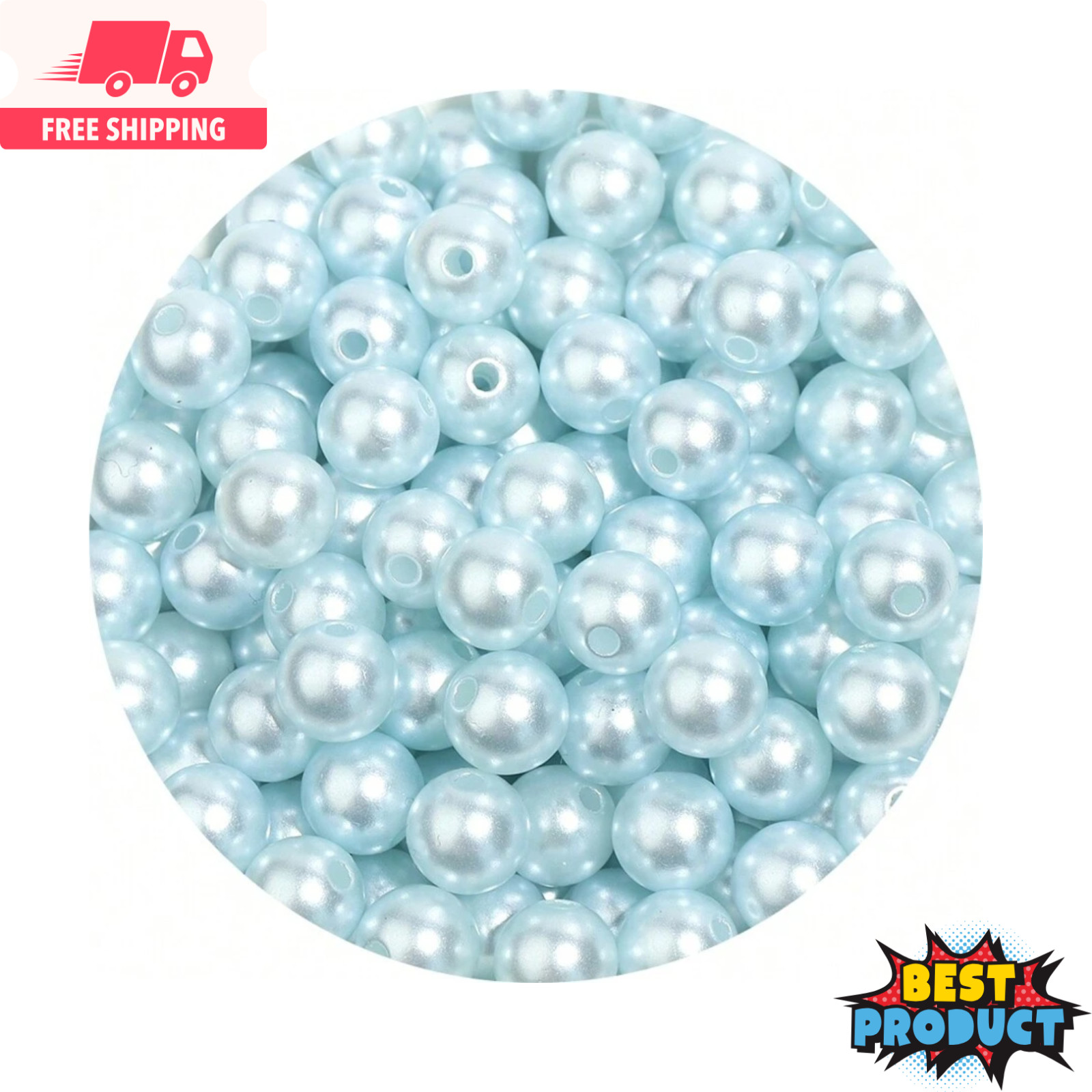 1000x Faux Pearl Beads Colorful Straight Hole 3-10mm Beads for Making Jewellery