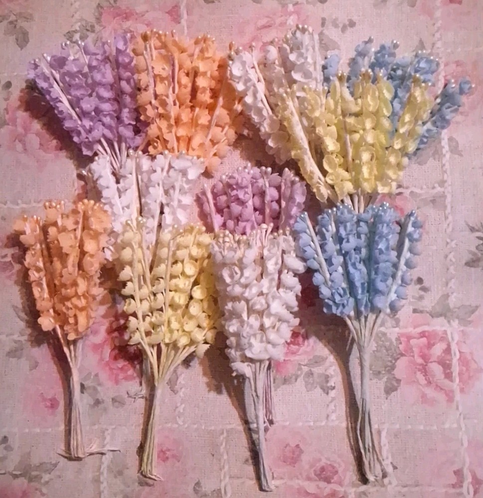 132 Vintage Silk Lily Of The Valley Millinery Flowers Stems Picks Crafts NOS