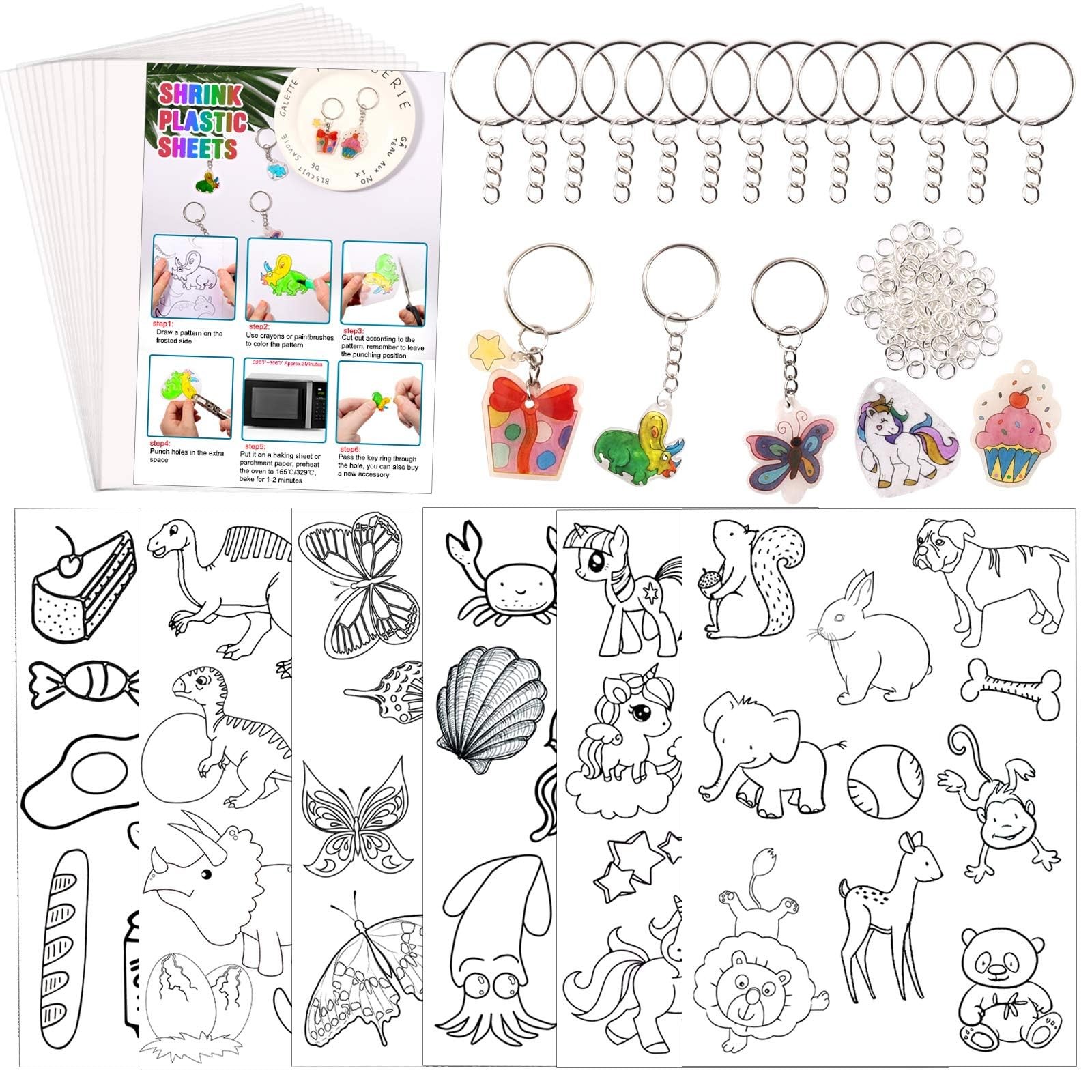 Shrinky Dink Sheets Kit 145Pcs Shrink Art Kit Including 145-Shrinky Paper Kit