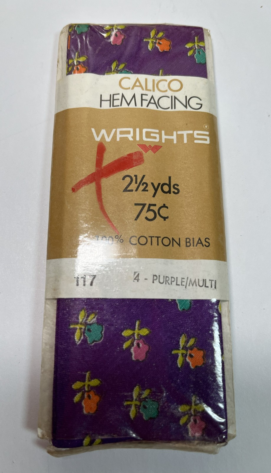 New Old Stock, 10 Calico Sewing Binding, Hem Facing Packages, Bright Colors!!