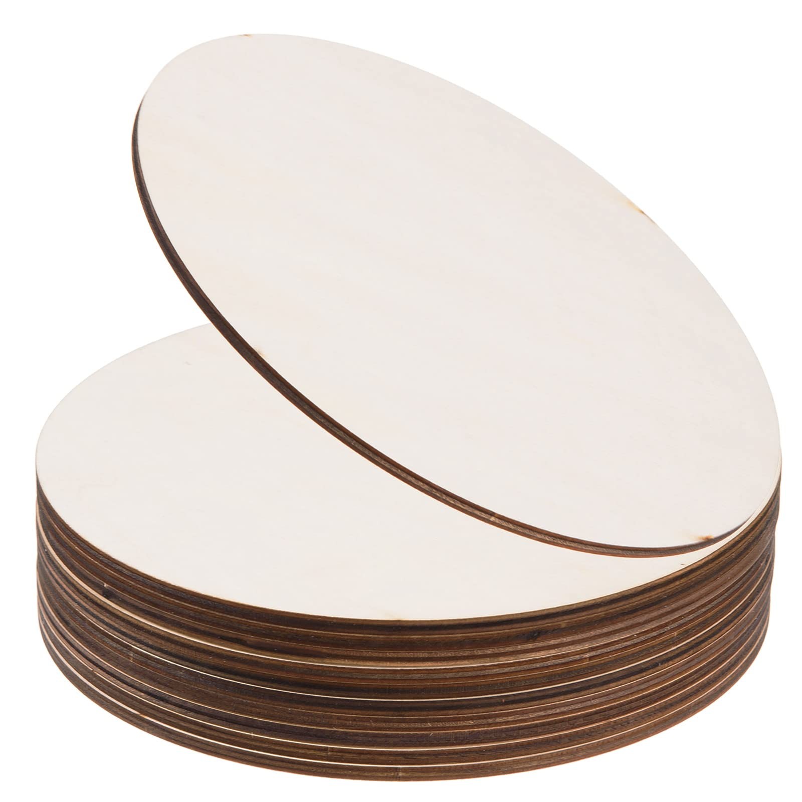 24 Pack 8 Inch Wooden Circles for Crafts 0.2″ Thick Unfinished Round Wood Sli…
