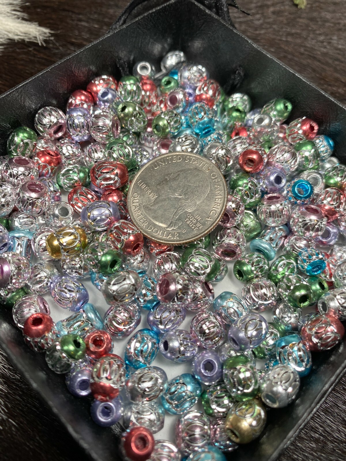 Aluminum Beads Bulk For Jewelry Making Silver Metal Beads Large Hole 200 pcs