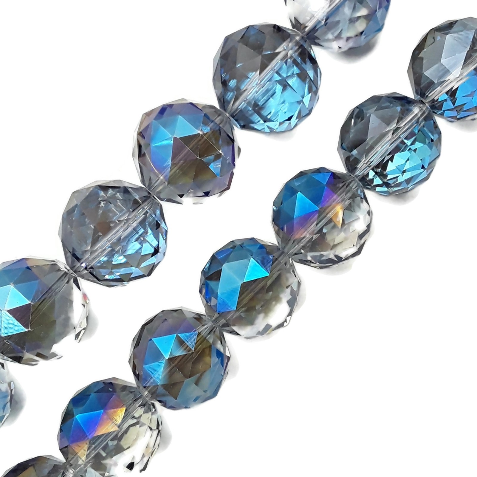 Clear Blue AB Crystal Glass Faceted Balls Chandelier Sun Catcher Beads 24mm 30mm