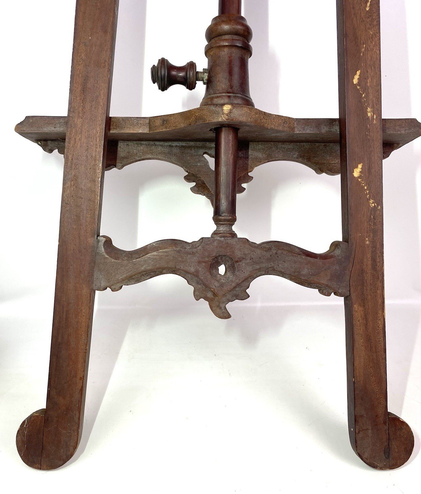 Vintage Hand-Carved 39″ Mahogany Baroque Revival Display Floor Easel Stand