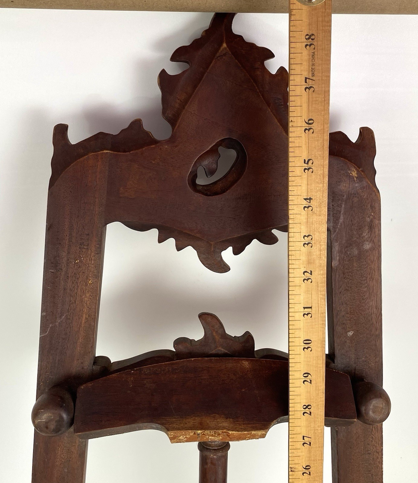 Vintage Hand-Carved 39″ Mahogany Baroque Revival Display Floor Easel Stand