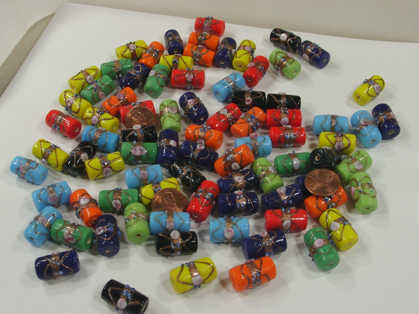 2 Pounds (12mm x 21mm) India Handmade Fancy Glass Beads Wholesale Lot (ARK-1) ⭐