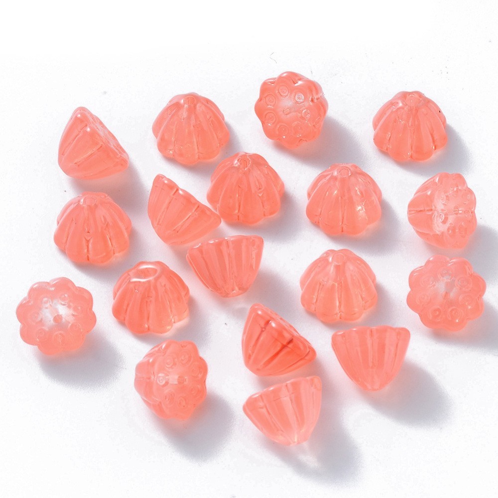 10 Glass Lotus Pod Beads Salmon Flower Bead Findings Set 11mm Jewelry Supplies