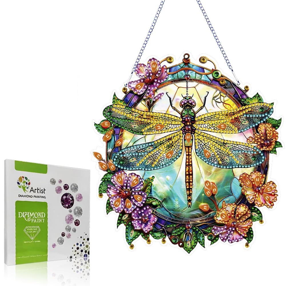 Dragonfly Hanging Diamond Painting Kit for Adults, Special Shaped Diamond Art…