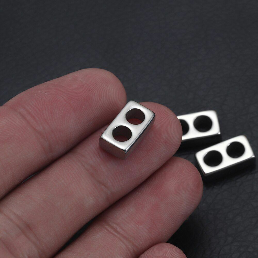 10pcs Double Hole Beads Leather Bracelet Two Hole Spacers Metal Bead DIY Jewelry