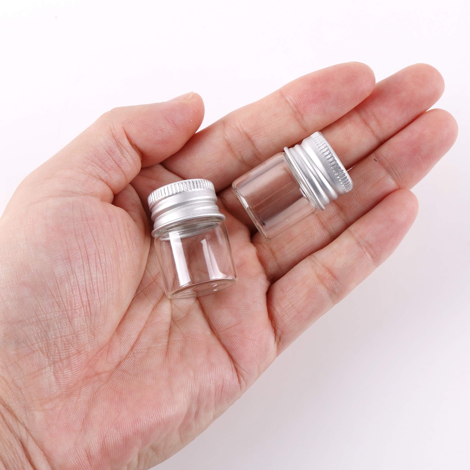 100 Sets Small Glass Bottles With Aluminum Cap Screw Top Lids 5 Milliliter Tiny