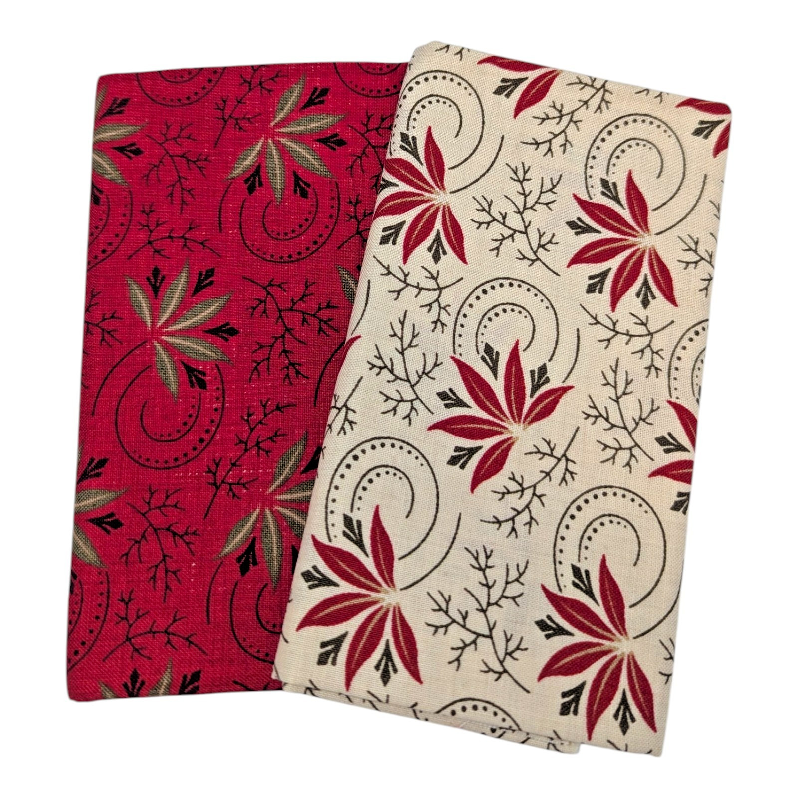 Moda French General 17 Fat Quarter Fabric Bundle Lot Esprit De Noel Red/Beige