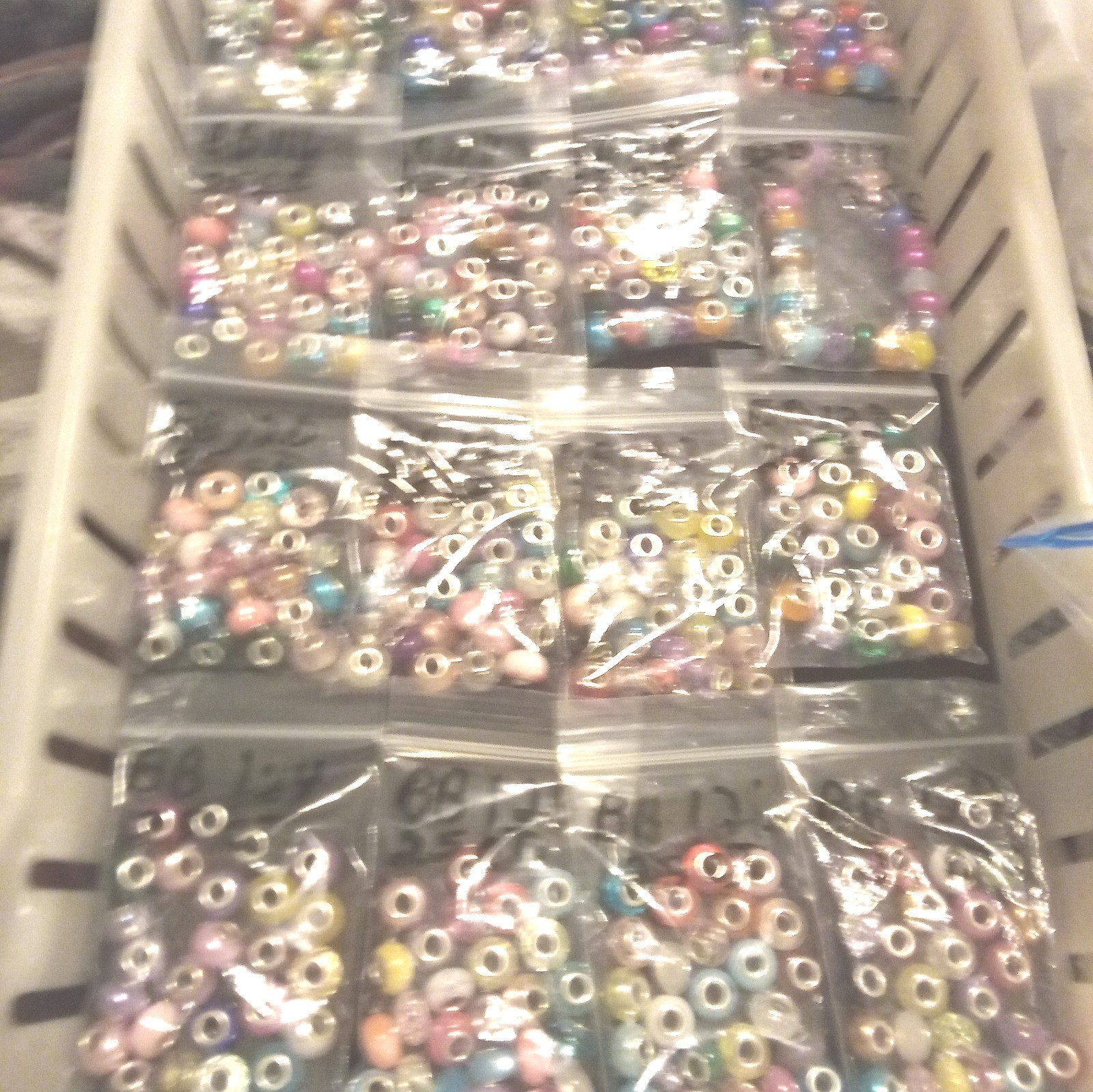 Large Hole European Beads Multi-Colors Silver lined. Item # A112 (25 count)