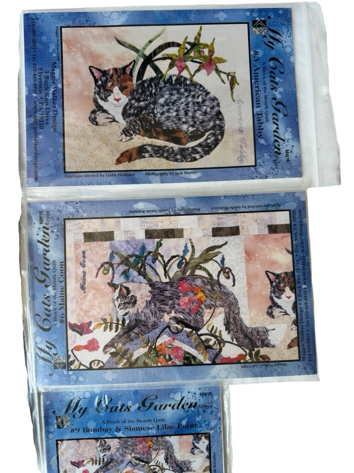 My Cats Garden Quilt Patterns 1-9 Appliqué Maggie Walker Blocks of the Month