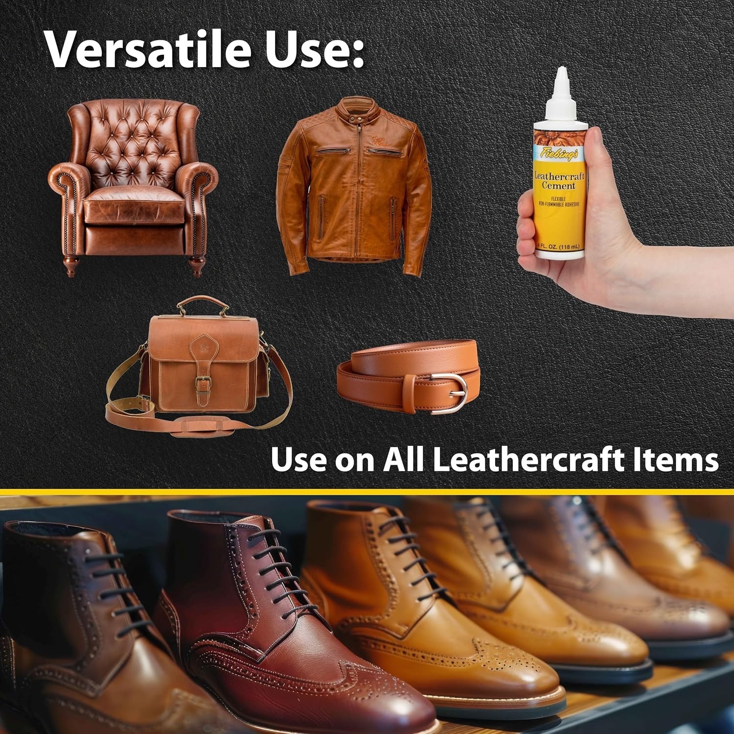 4 oz High Strength Leather Glue – Flexible, Permanent Adhesive for DIY Projects