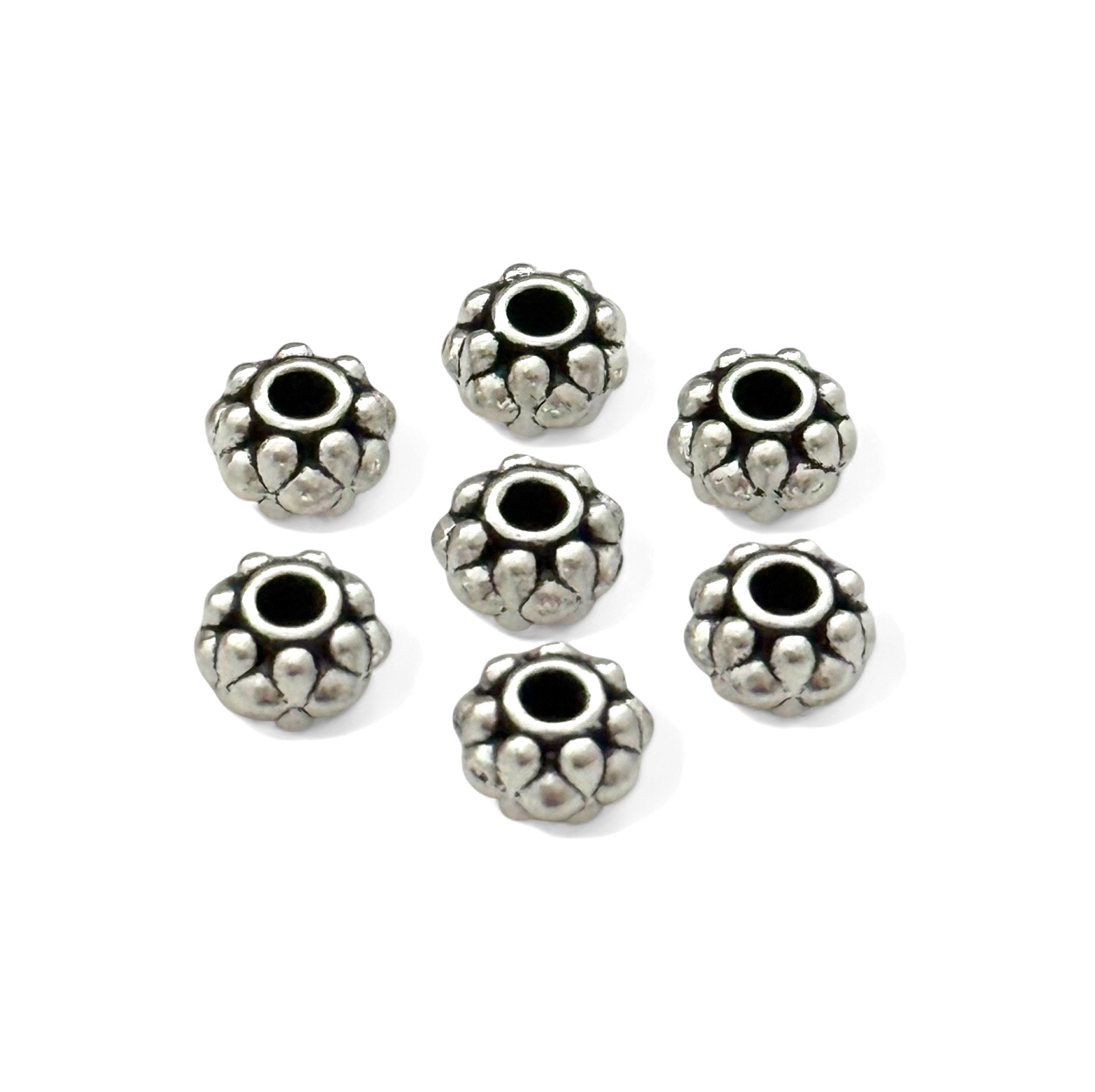100 pcs Silver Spacer Beads Silver Beaded Rondelle 6.5×4.5mm Hole 1.5mm
