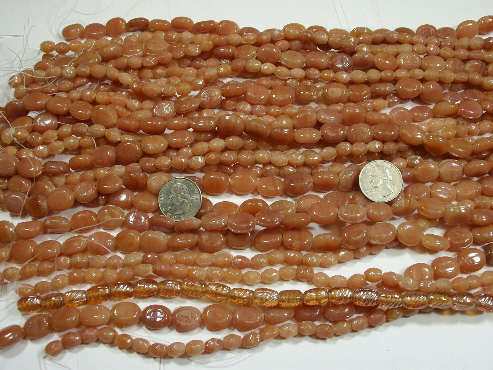 2 Pounds India Handmade Peach Color Assorted Shapes and Sizes Glass Beads (LX-3)