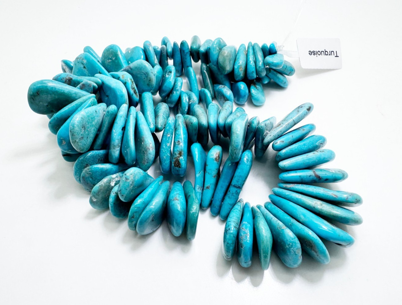 Natural Blue Arizona Kingman Turquoise Flat Teardrop Gemstone Beads PGS370TQ05