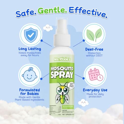 Ms. Pixie’s Mosquito Spray (3oz) | Gentle Protection, Plant-Based 3 Ounce