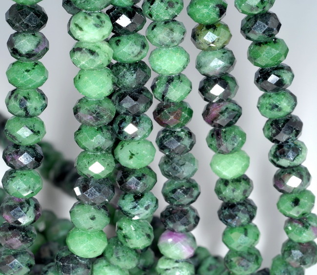 10X7MM RUBY ZOISITE GEMSTONE FACETED RONDELLE LOOSE BEADS 15.5″