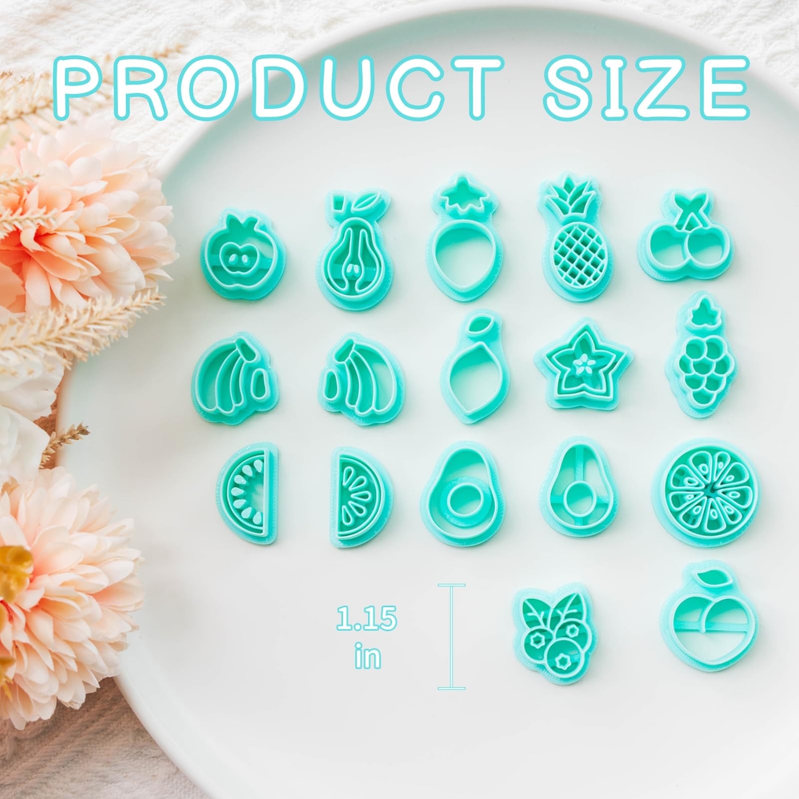 Fruit Clay Cutters – 17 Shapes, Earrings Making Set, Strawberry & Lemon Clay …