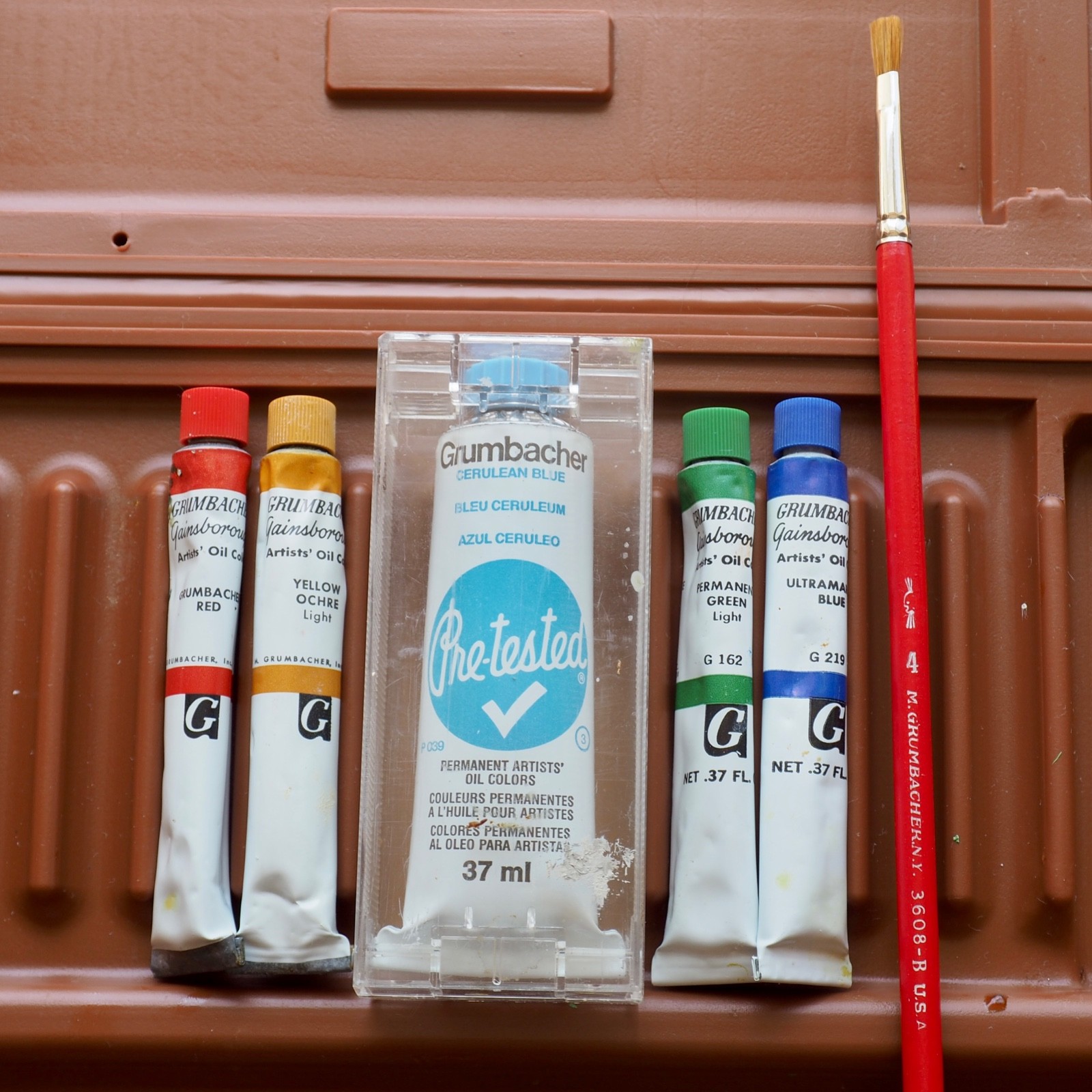 Vintage Grumbacher Oil Paints Gainsborough 320 Case Ultramarine Cerulean Blue