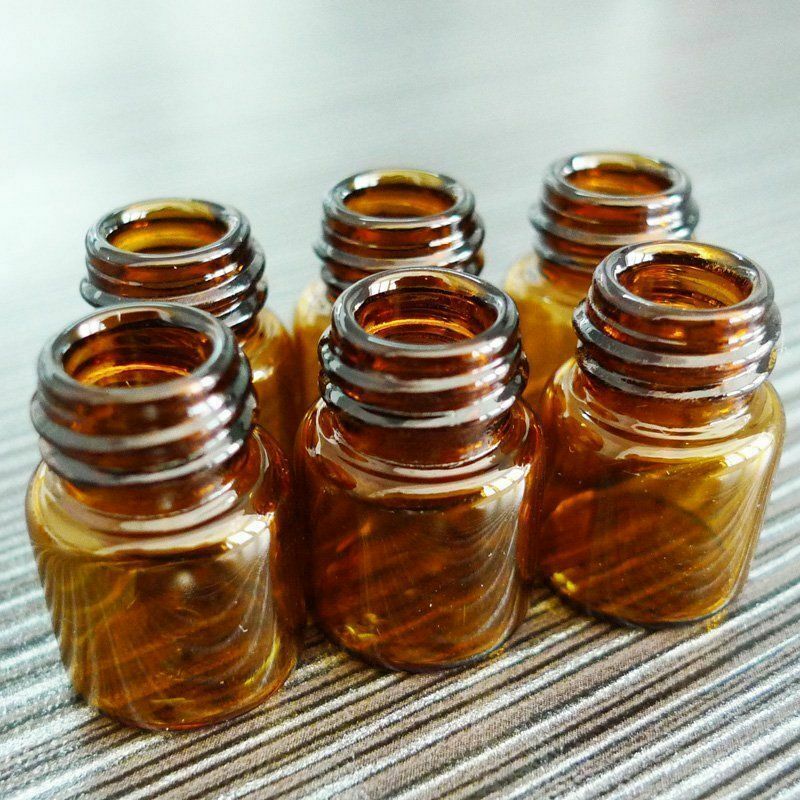 100Pcs 1ml Amber Glass Bottles Essential Oil Brown Bottles Vials With Screw Caps