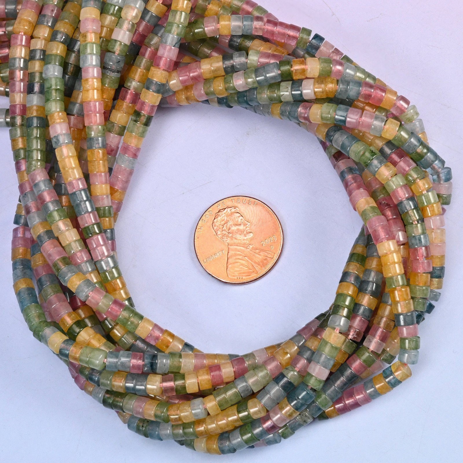 Multicolor Fluorite Smooth Heishi Disc Beads: Jewelry Making Supply