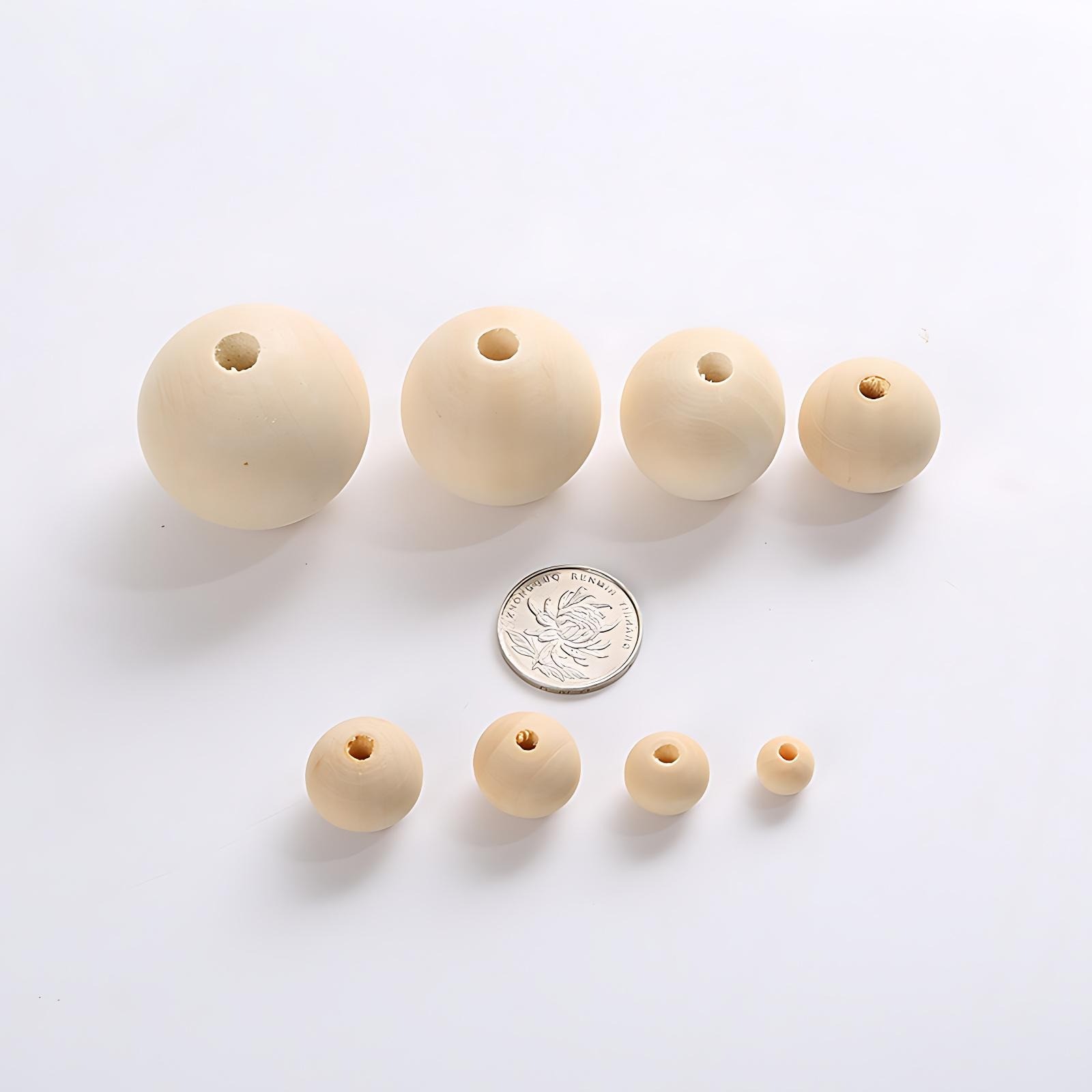 Natural Wooden Balls Beads HOLE HALF WAY THROUGH Dia 10/12/15-30mm Hole 4mm-15mm
