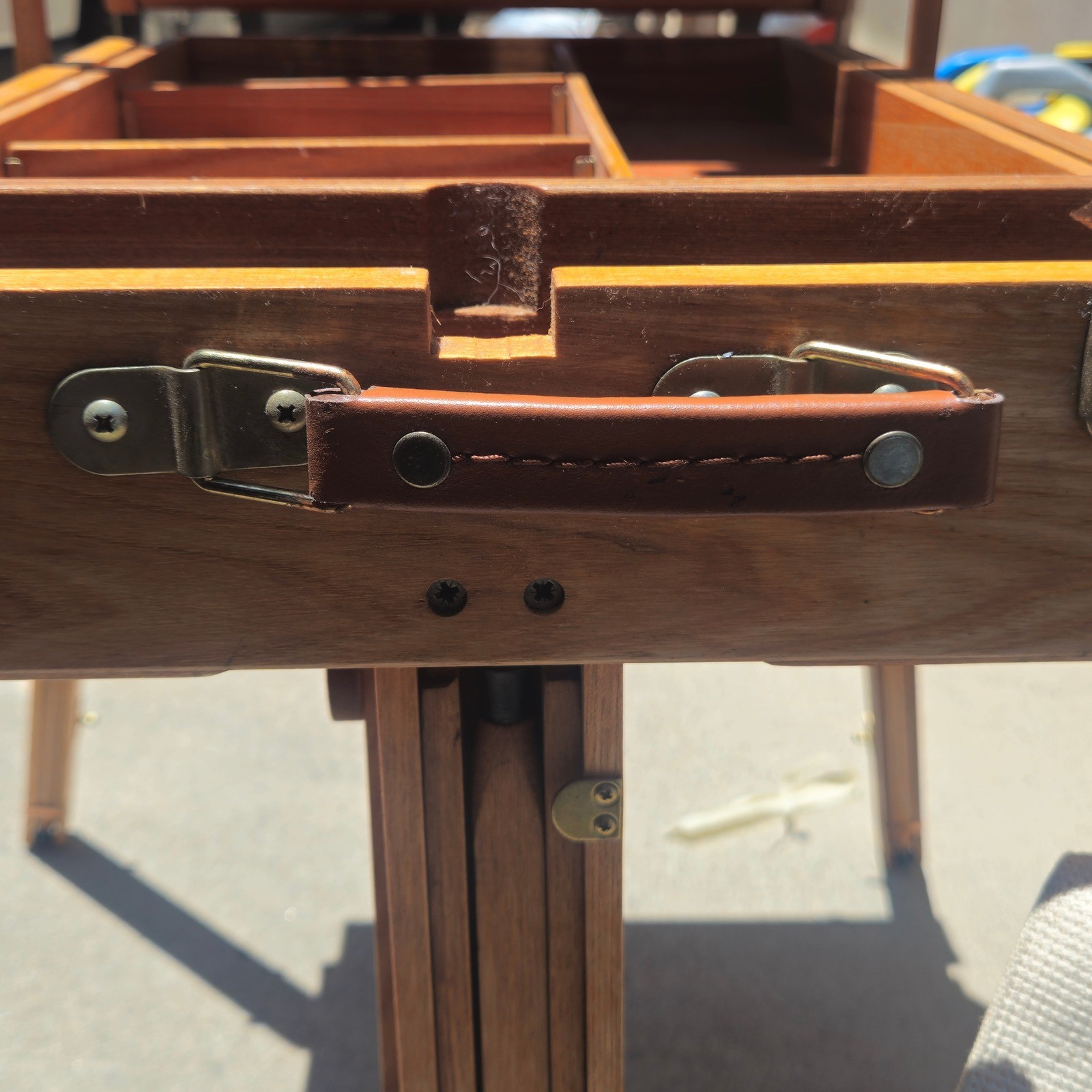 Monet French Style Folding Wood Easel Unisex Adjustable Natural Plein Air Box