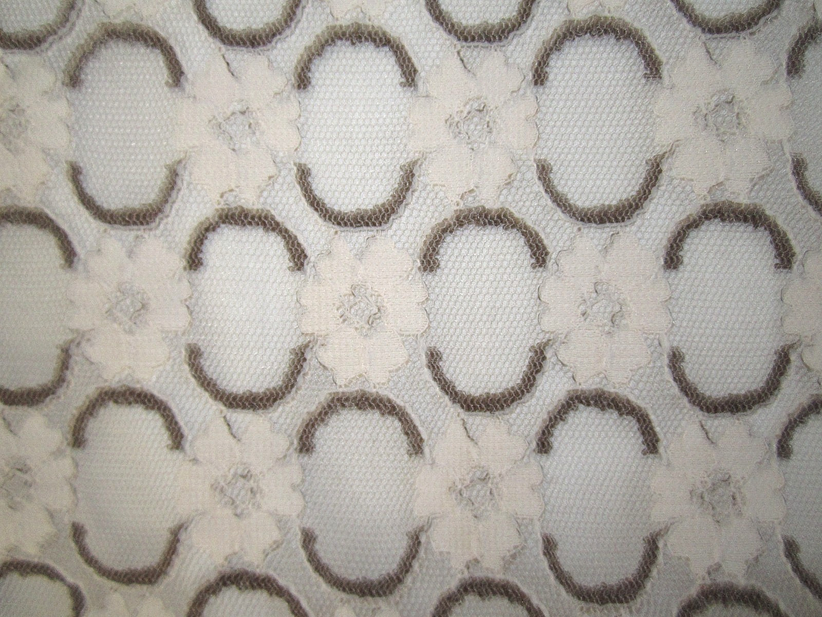 Vintage Lace Fabric Brown & Beige Sheer 39″ x 40″ Floral Lingerie