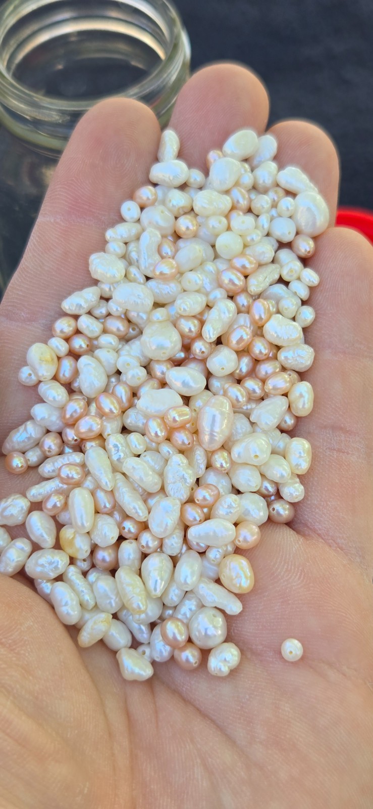 Vtg Lot of 50 Gram Genuine Freshwater Pink Biwa Natural Pearl Rice Baroque Beads