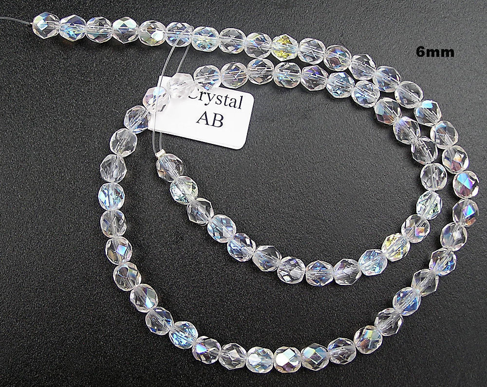 Czech Fire Polished Round Faceted Glass Beads Crystal AB clear Aurora Borealis