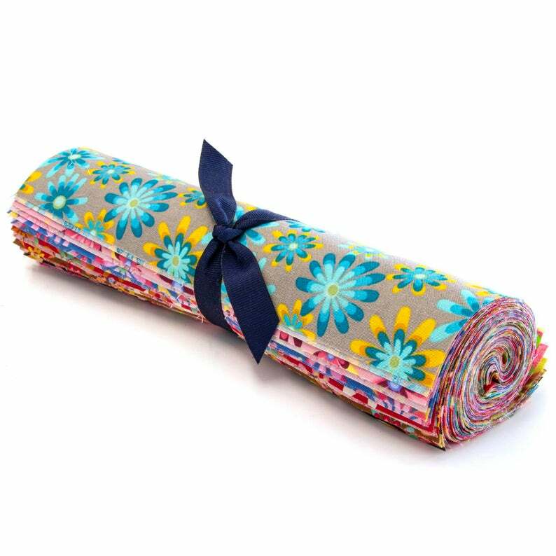 34 piece Crazy Daisy pre-cut Layer Cake 10″ squares 100% cotton fabric quilt