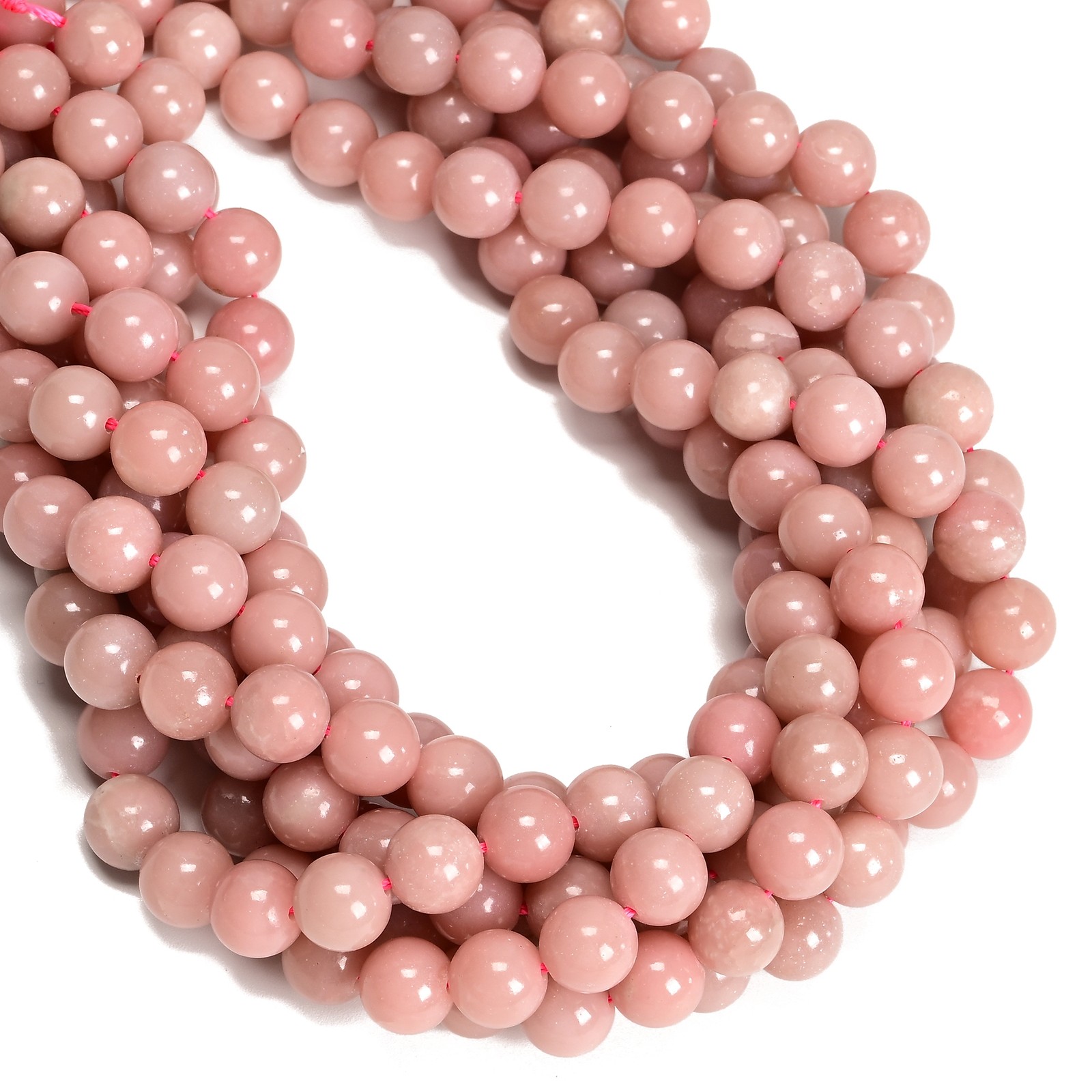 Natural Pink Opal Smooth Round Beads Size 6mm 8mm 10mm 15.5 ” Strand
