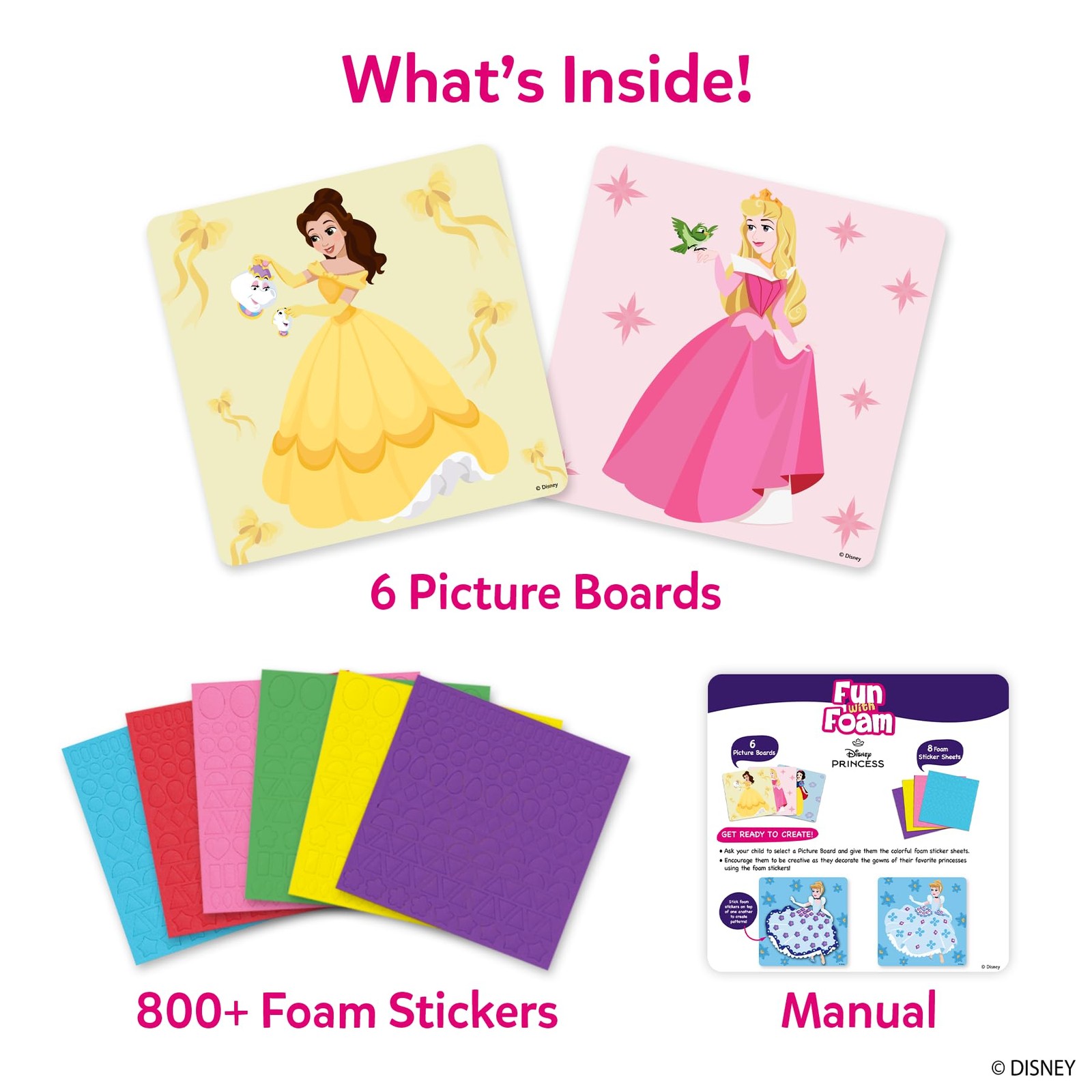 Skillmatics Foam Sticker Art – Disney Princess, 7.4 x 8.46 inches, Multicolor