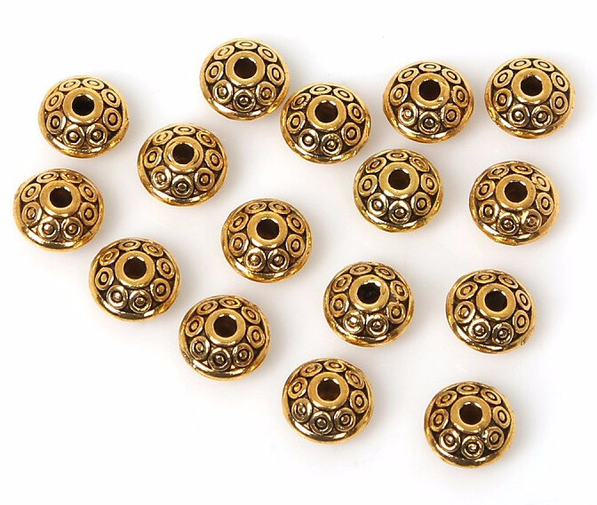 100Pcs Dia.6mm Tibetan Round Oval Spacer Metal Rondelle Beads For Jewelry Making