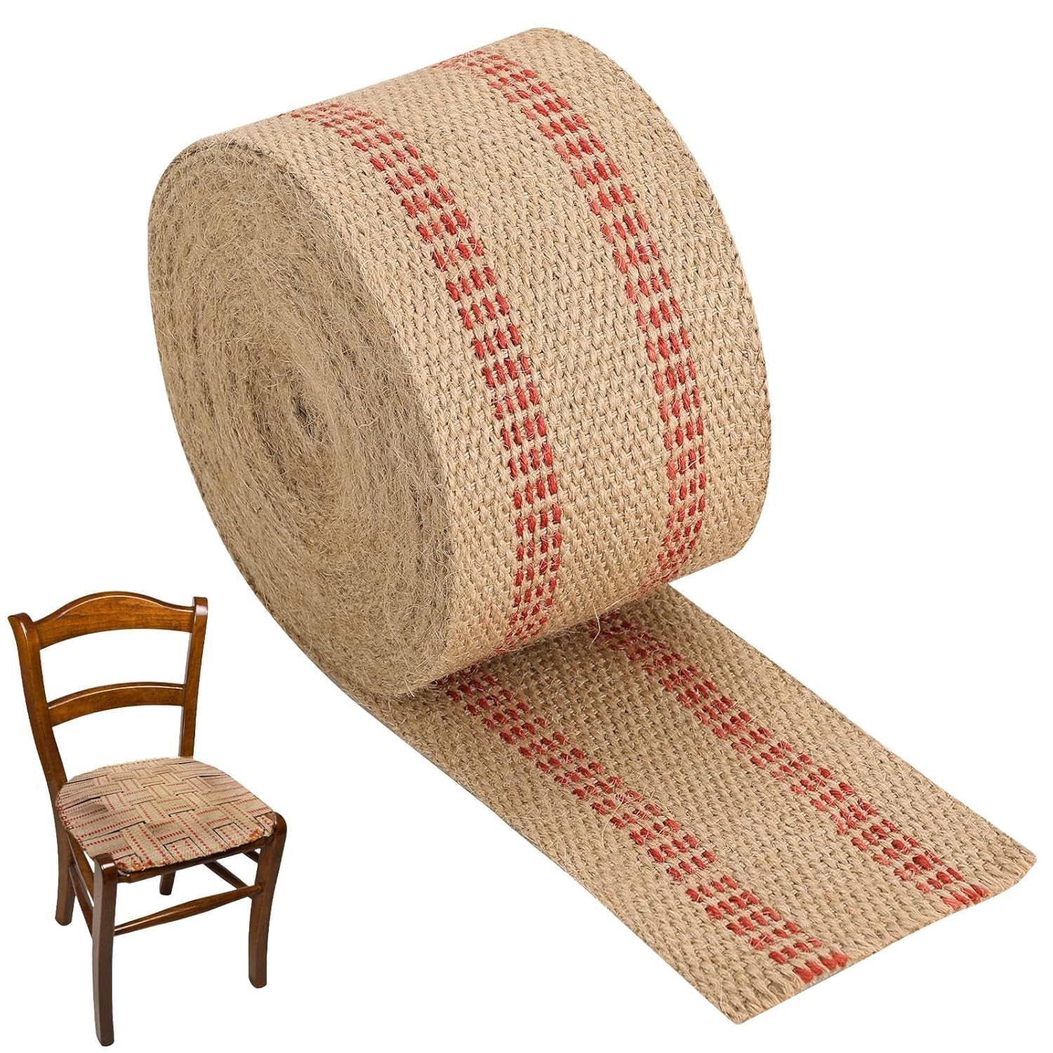 1PC 3.5″ x 10 Yd Craft Jute Webbing Tape Heavy Duty for Chair Repair Upholstery