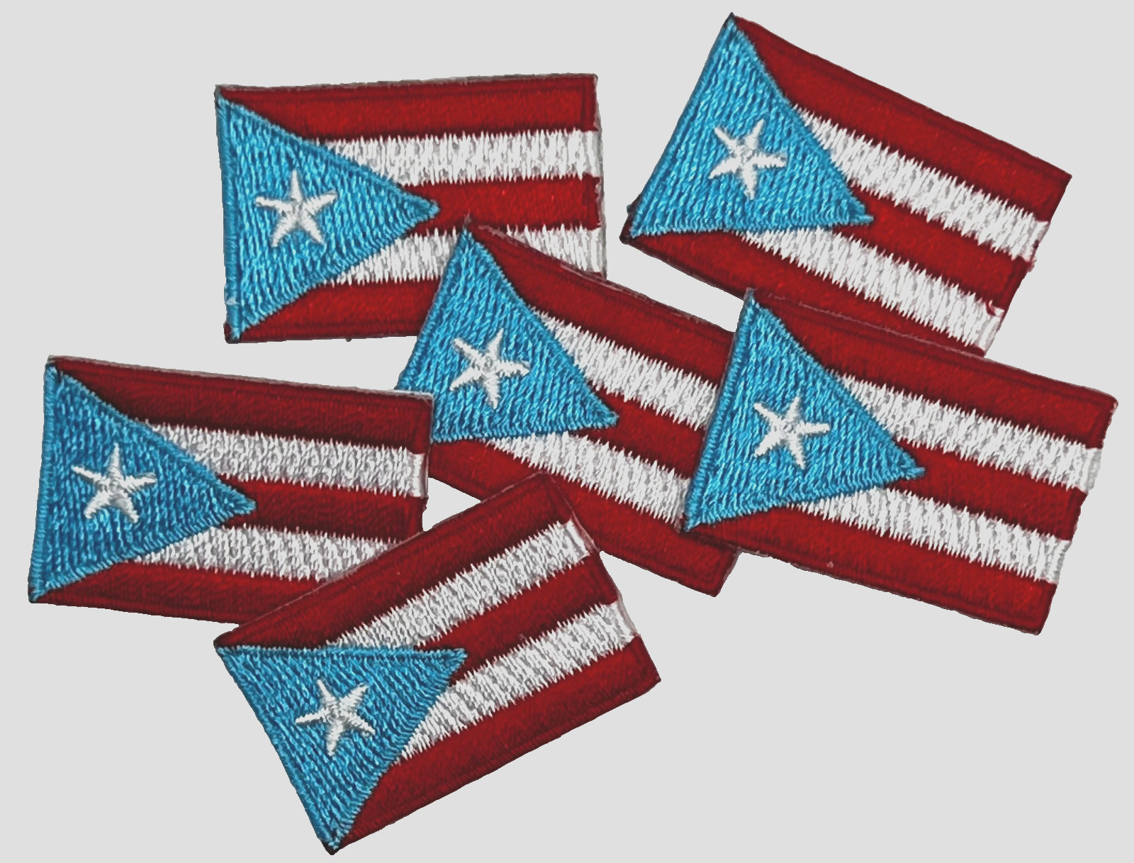 6 Small Puerto Rico flag patch, light blue original flags.