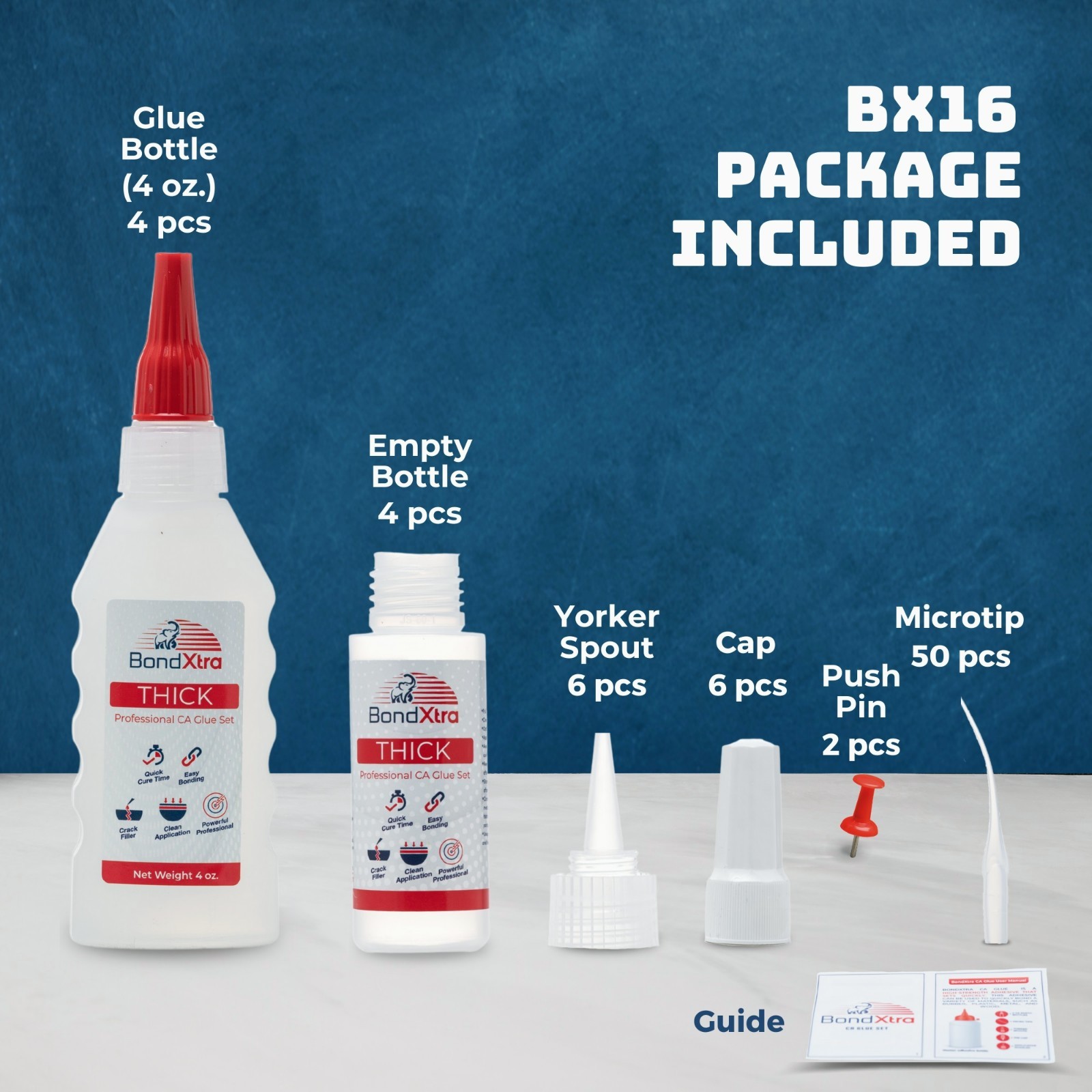 BondXtra 16 oz. Thick CA Glue for Woodworking, Premium Super Glue Kit for Wood T