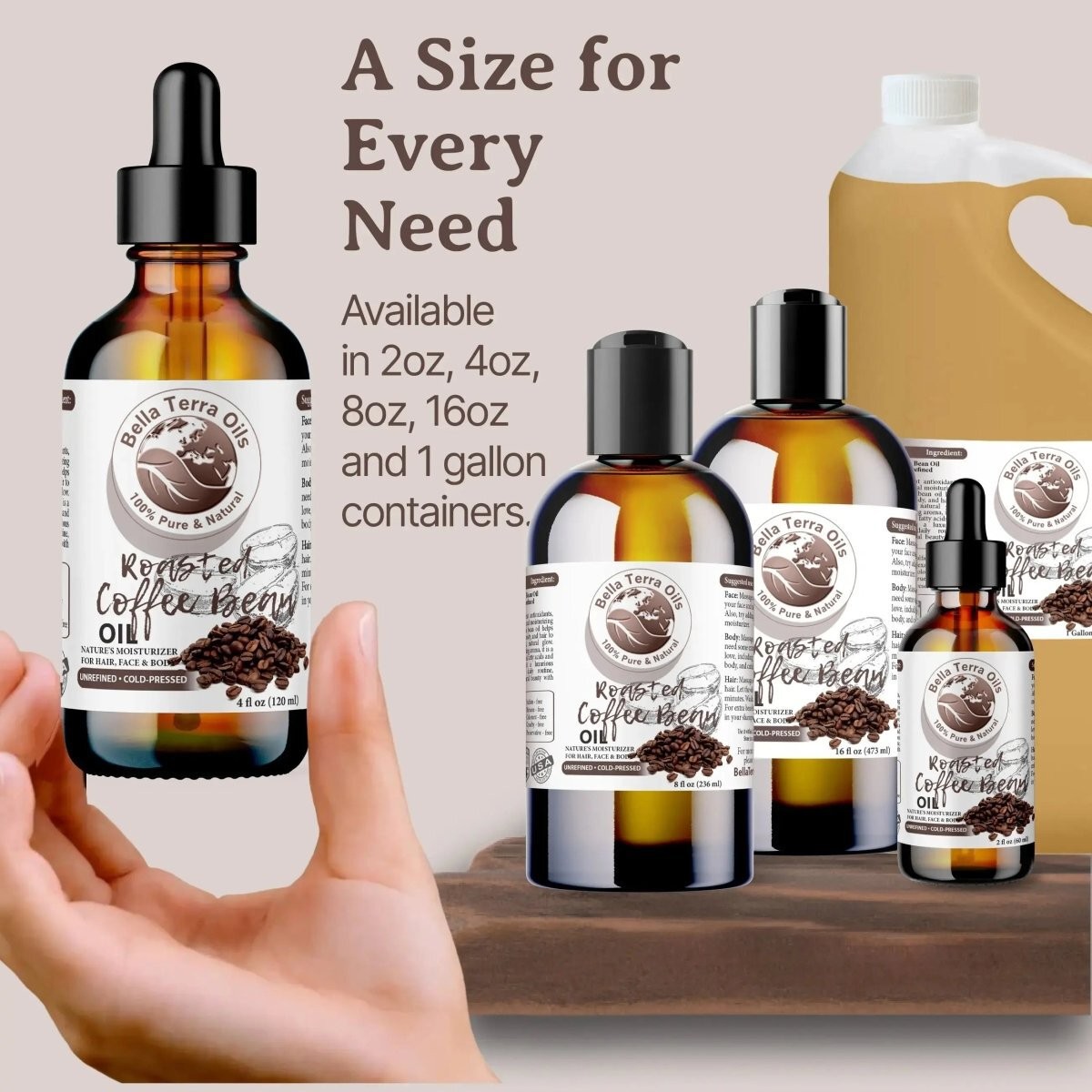 Roasted Coffee Bean Oil 100% Pure Skin Hair Face Anti-Aging Moisturizer