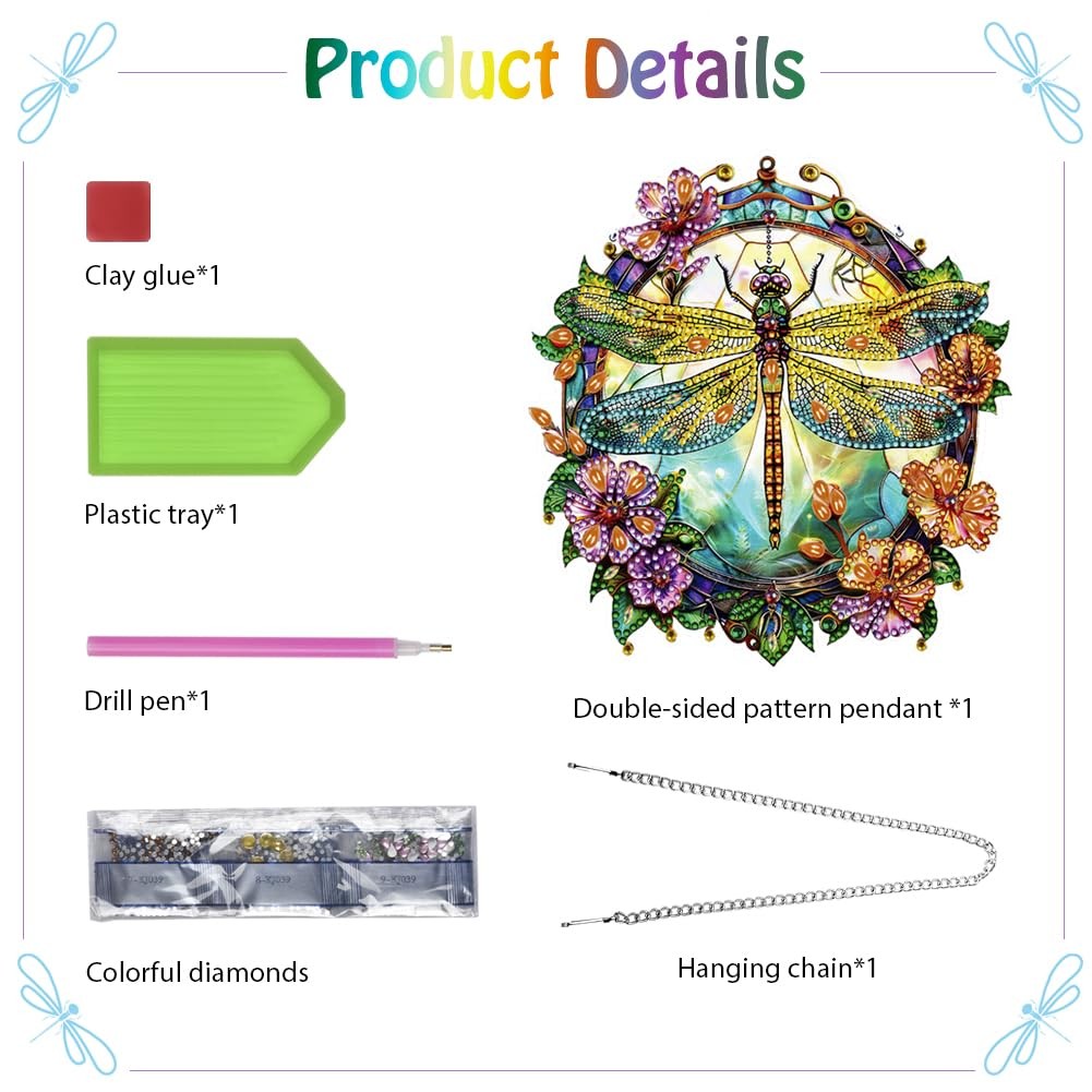 Dragonfly Hanging Diamond Painting Kit for Adults, Special Shaped Diamond Art…