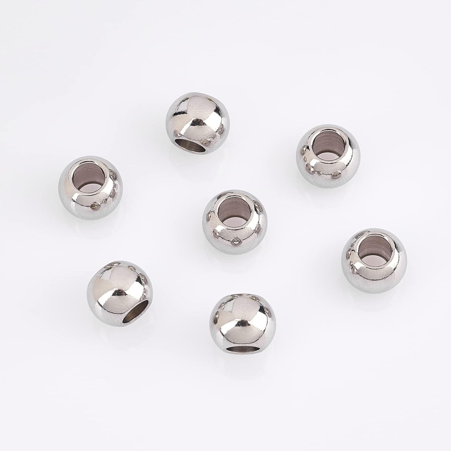 20 Pcs 10×8mm Stainless Steel Rondelle Large Hole Beads, 201 Stainless Steel Eur
