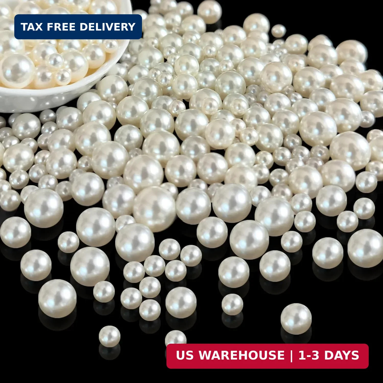 3 Size Pearl Beads for Crafts 5mm/8mm/10mm Round Loose Pearl Beads with No Holes