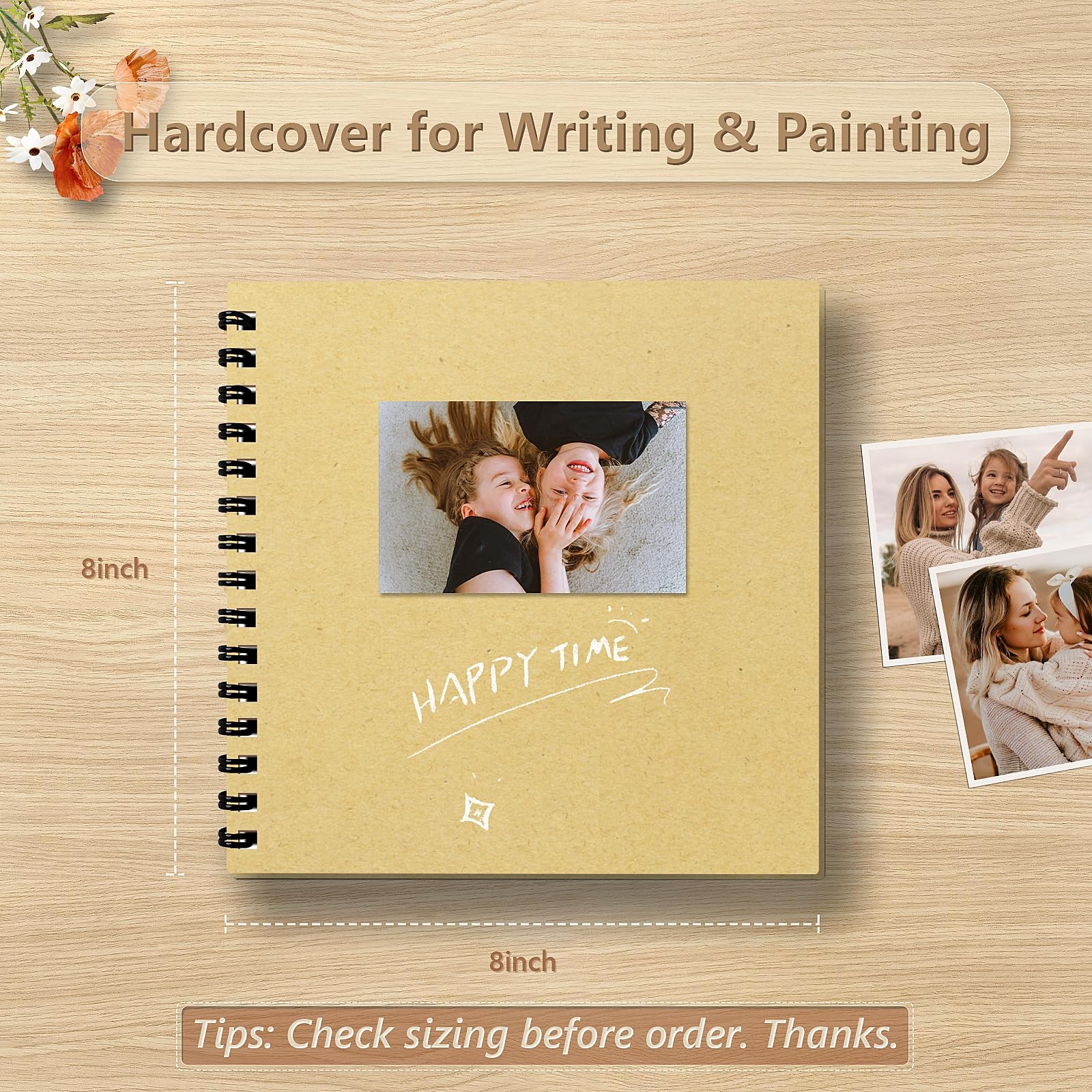 Popotop 8×8 Inch Scrapbook Photo Album, 60 Page 8 60 Pages, Yellow