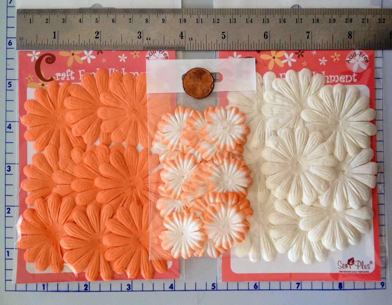 109 Flowers Lot assortment flower peach Orange petals Handmade Mulberry Paper 3