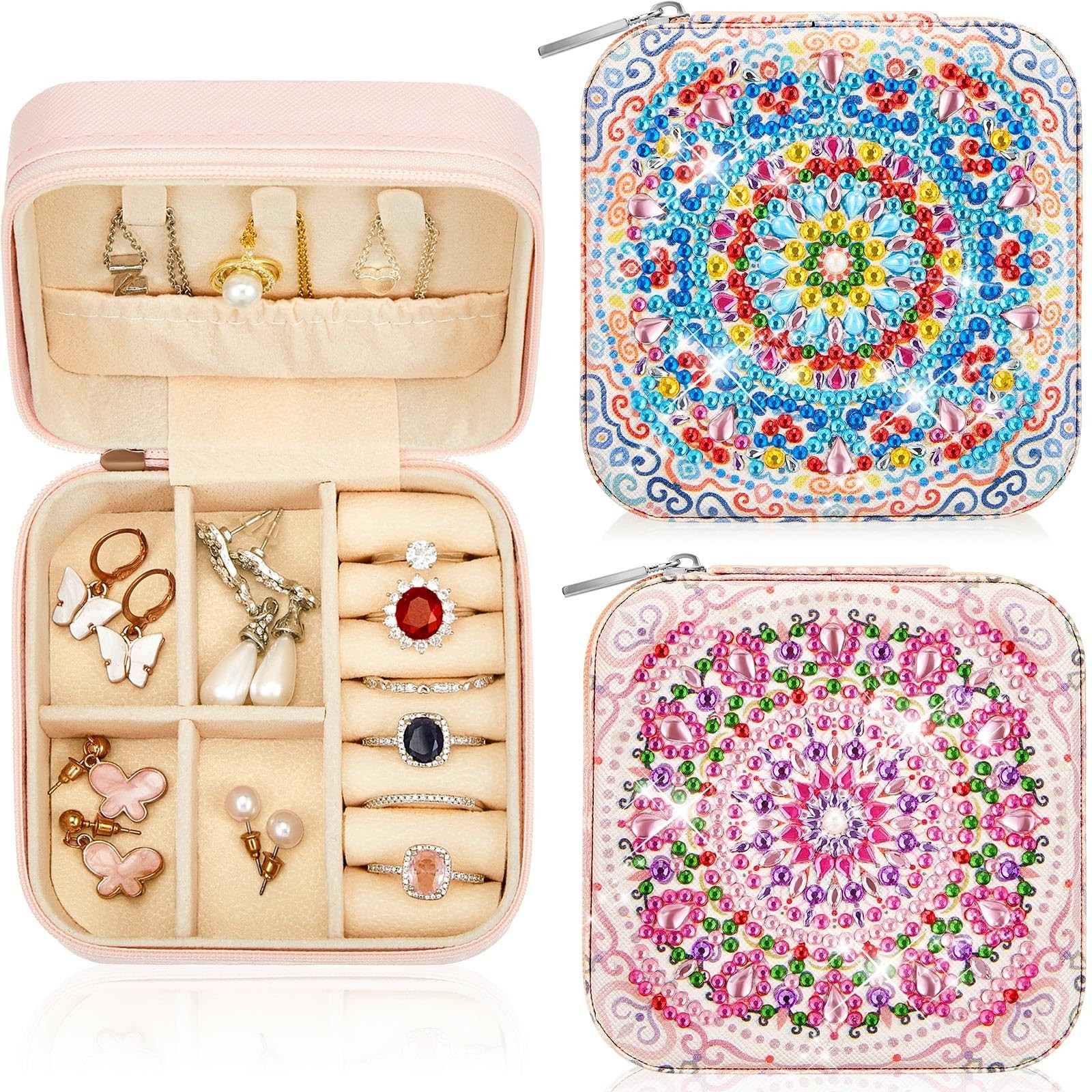 Hinly 2 Pcs Portable Diamond Painting Jewelry Storage Box DIY Diamond Art Acc…