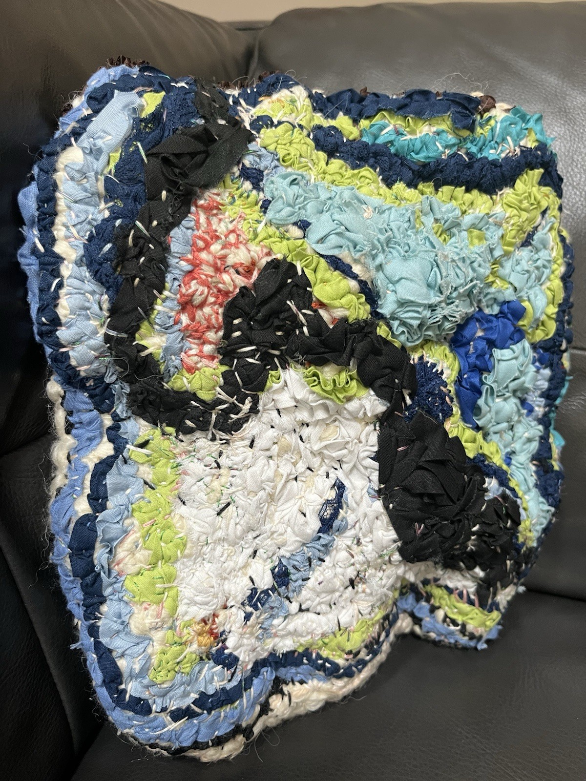 Handmade Textile Fiber Art Wall Hanging OOAK Mixed Media 10×10 Abstract Decor