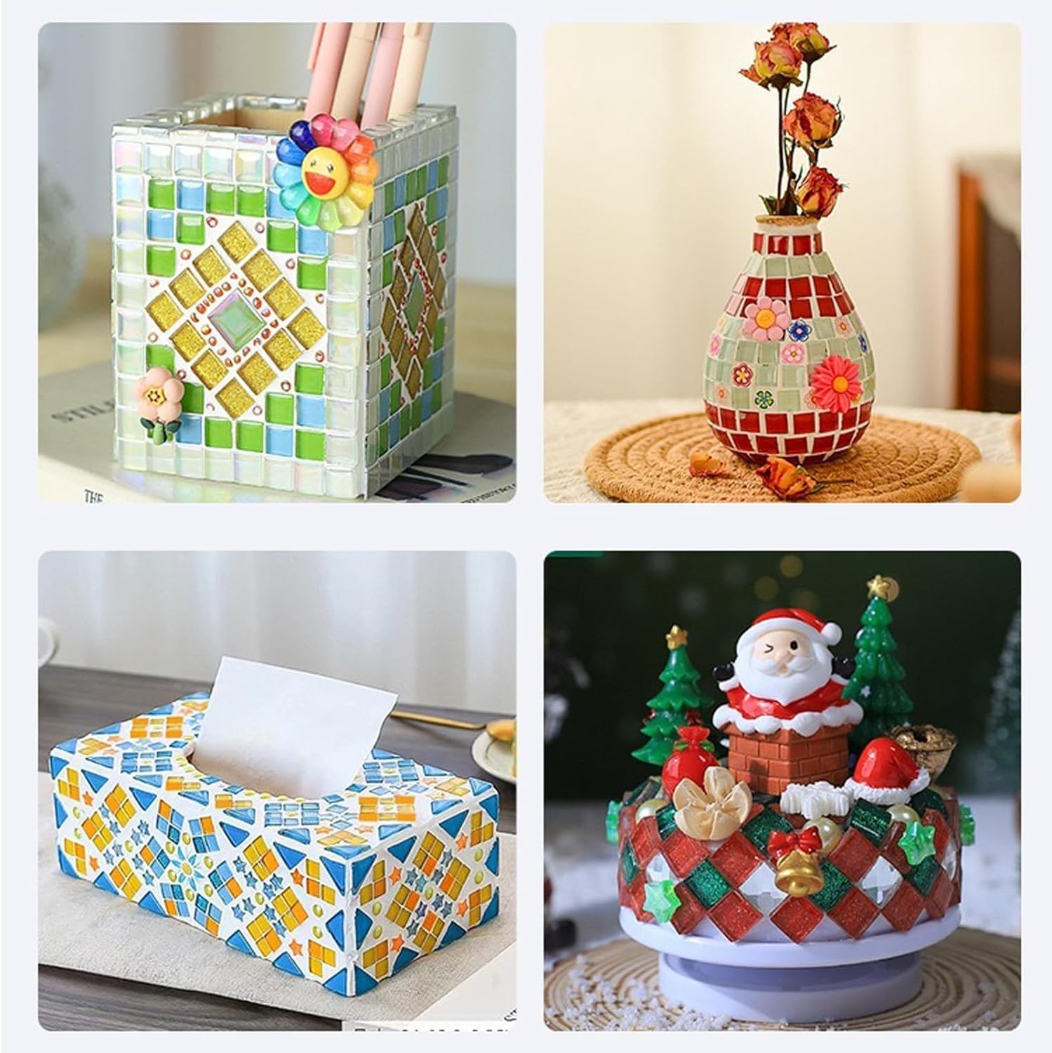 DIY Mosaic Tiles for Crafts, Colorful Glass Mosaic Kits for Adults, 350 Pcs Bulk